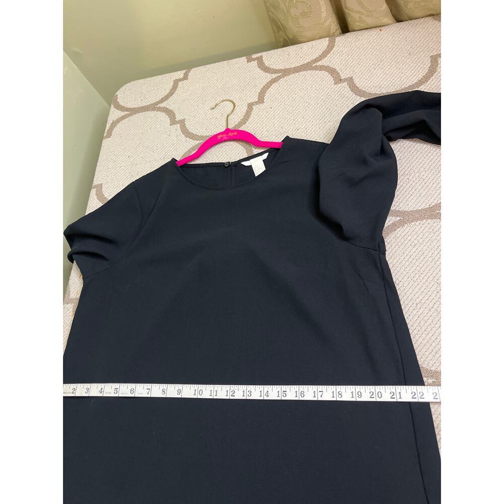 H&M black mini shift dress with pearl-cuffed long sleeve, size 10 - Picture 13 of 14